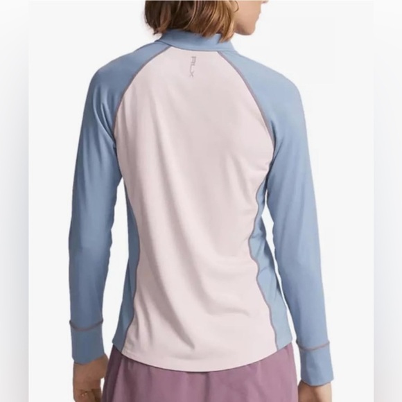 Ralph Lauren RLX Golf Power Stretch Long Sleeve Top, Pink Sand/Channel Blue - Picture 5 of 11